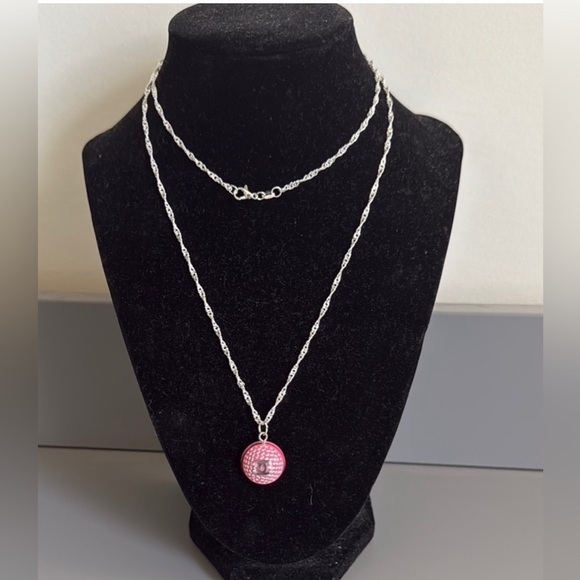 CHANEL Pink and Silver Logo zipper pull Pendant Necklace one of a kind luxe fem - Picture 2 of 6